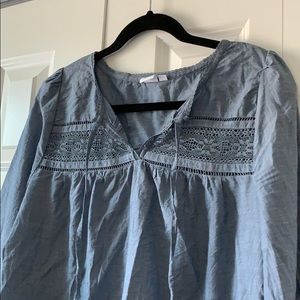 GAP Tops - Gap Lace Chambray Peasant Blouse GAP Tops - Gap Lace Chambray Peasant Blouse